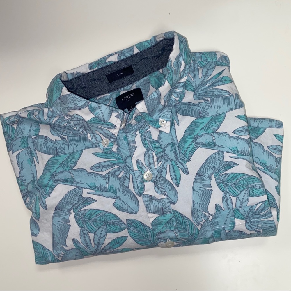 Vintage Palm Leaf JCrew Button Up Top Short Sleeve